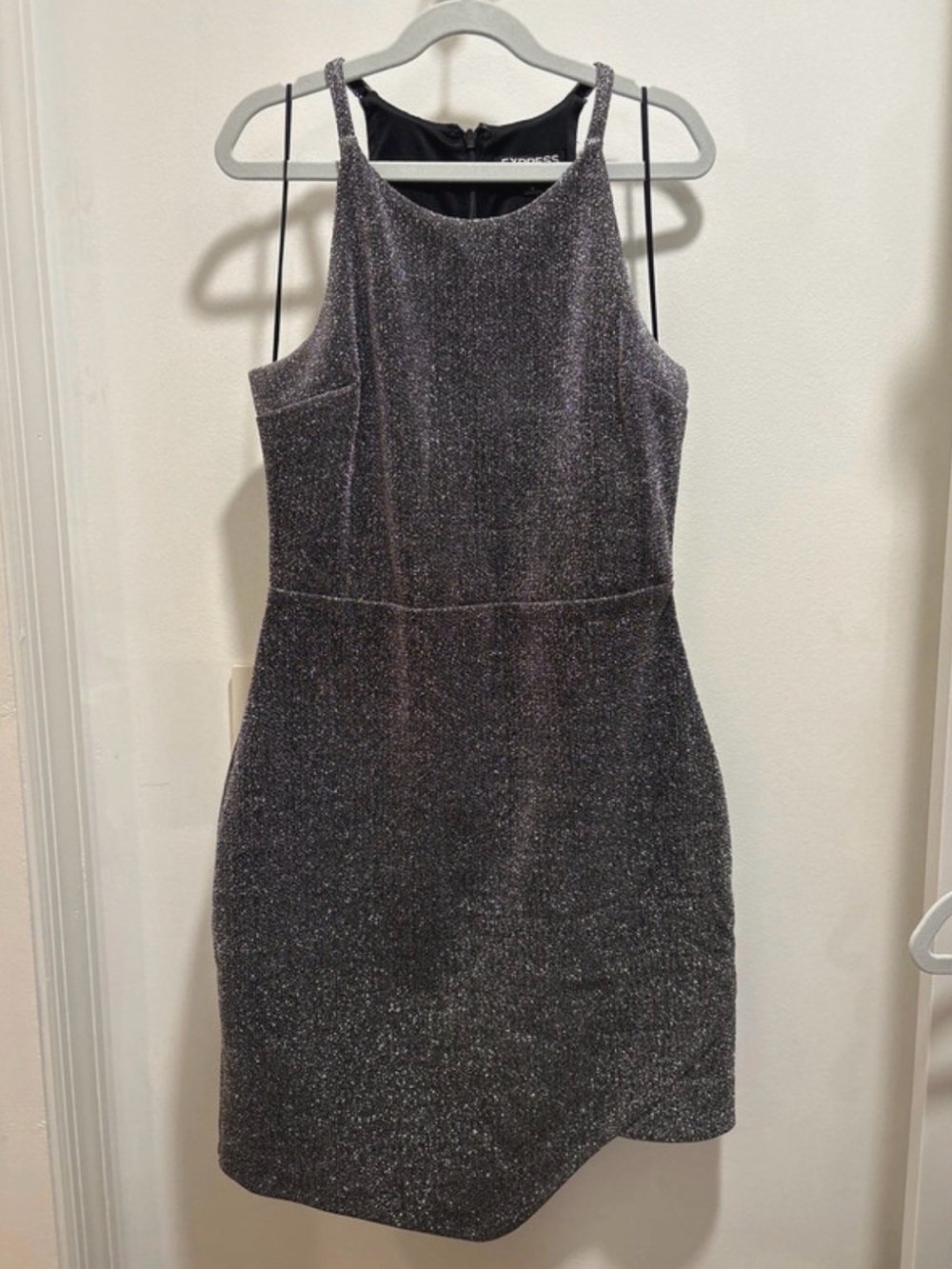 Express Silver Glitter Mini Dress